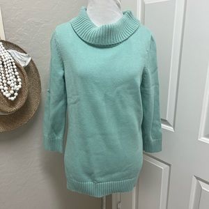 Talbots Cowl Mock Neck Sweater Top Size Large 3/4 Sleeve